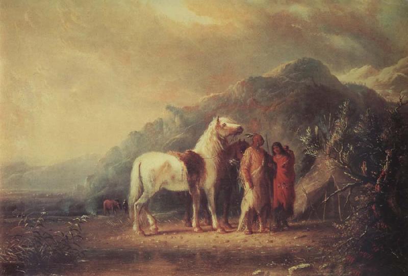 Alfred Jacob Miller Sioux camp Scene Germany oil painting art
